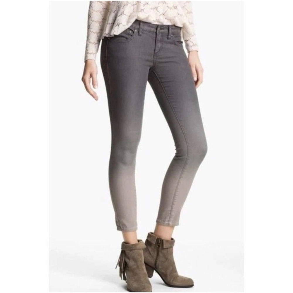 Free People‎ Low Rise Grey Ombre Skinny Stretch Jeans Size 26